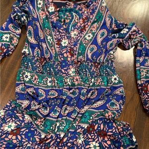Boden Floral Paisley Maxi Dress in Blue, Pink & Green